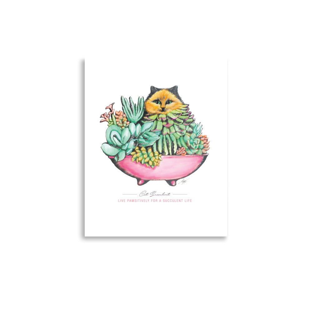 Cat Succulent Giclée Art Print