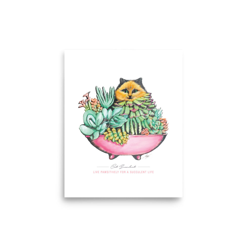 Cat Succulent Art Print