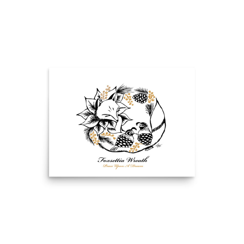Foxsettia Wreath Giclée Art Print
