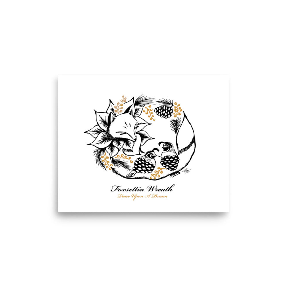 Foxsettia Wreath Giclée Art Print