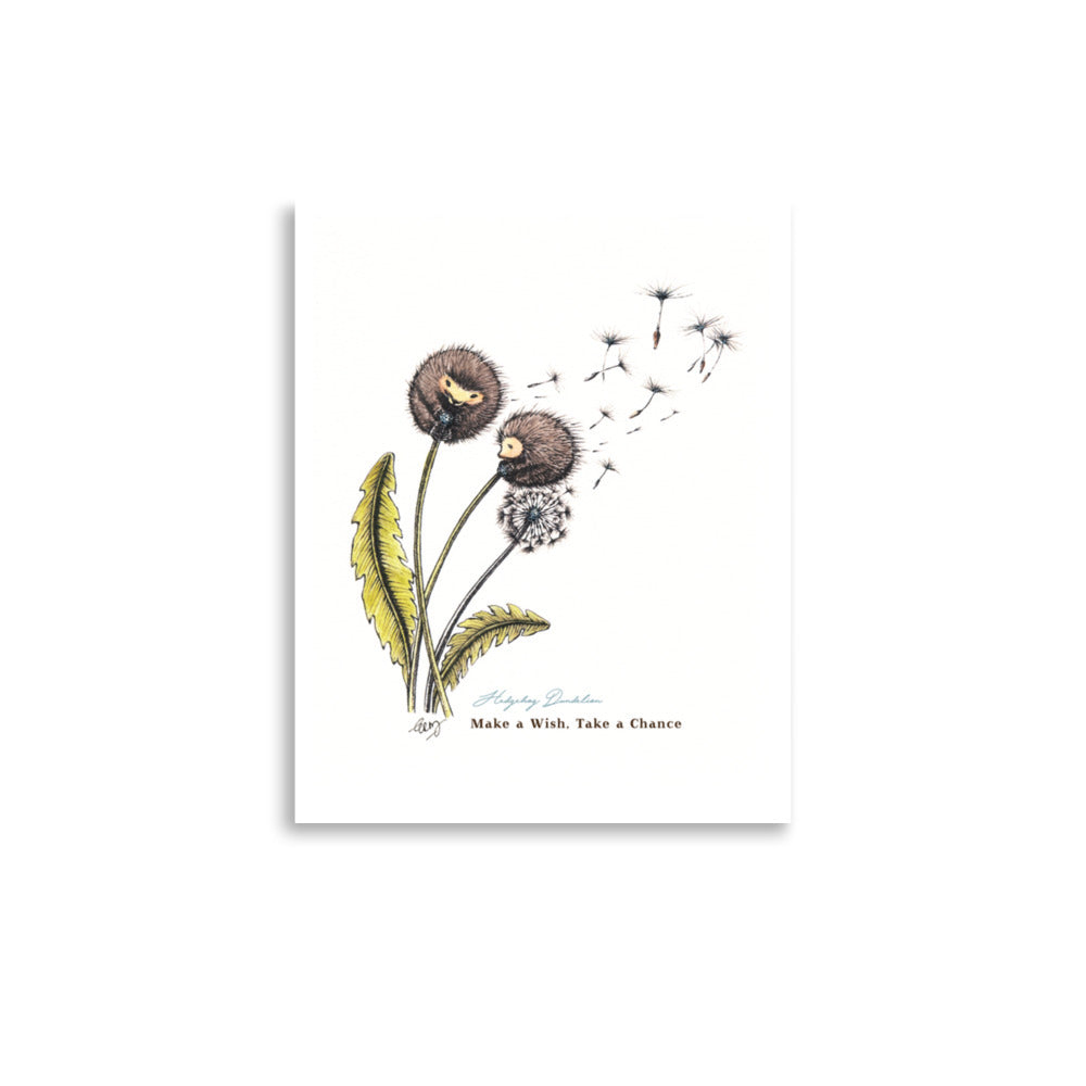 Hedgehog Dandelion Art Print