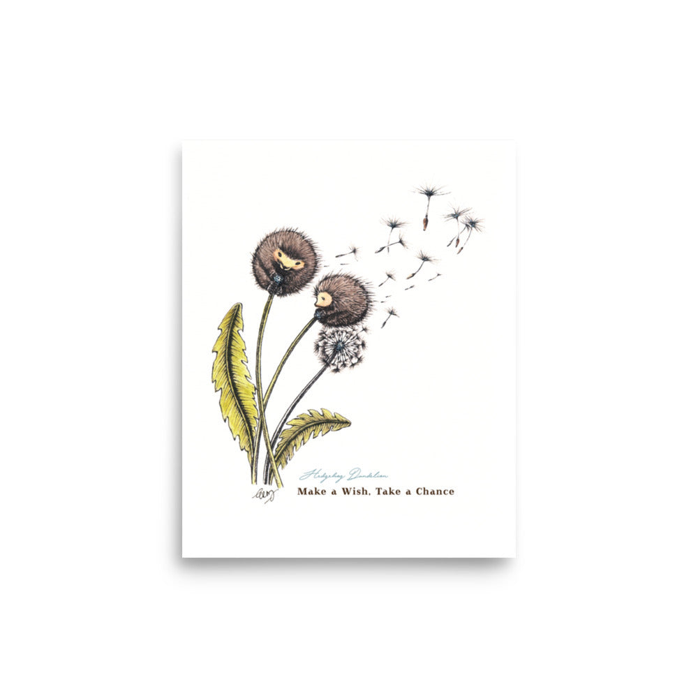 Hedgehog Dandelion Art Print