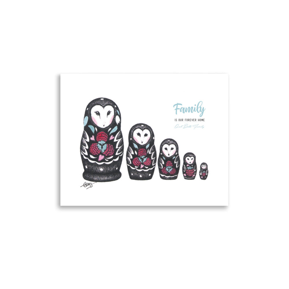 Owl Doll Family Giclée Art Print
