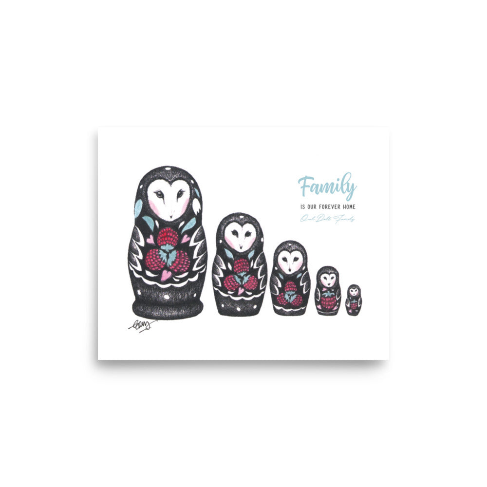 Owl Doll Family Giclée Art Print