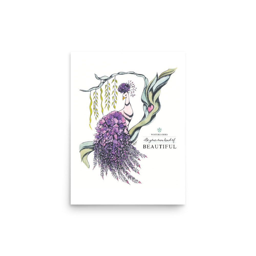 Wisteria Bird Art Print