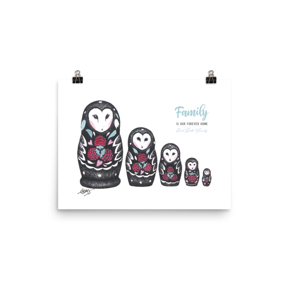 Owl Doll Family Art Print