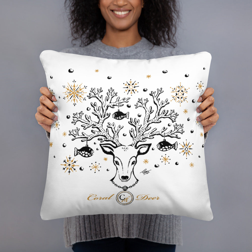 Coral Deer Cuddle Pillow (Two-Sided)