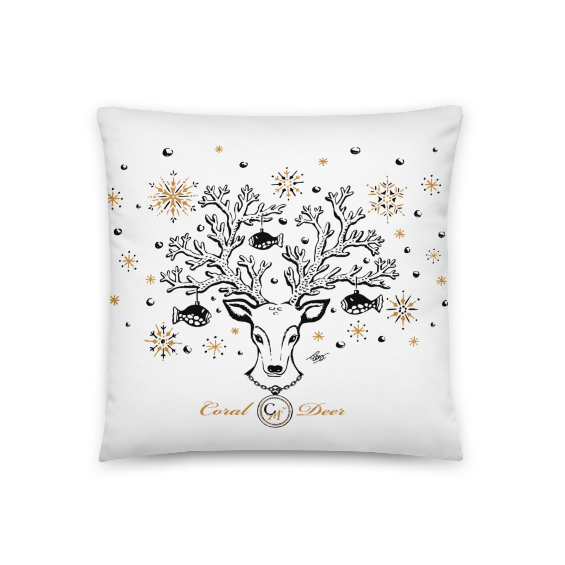 Coral Deer Cuddle Pillow (Two-Sided)